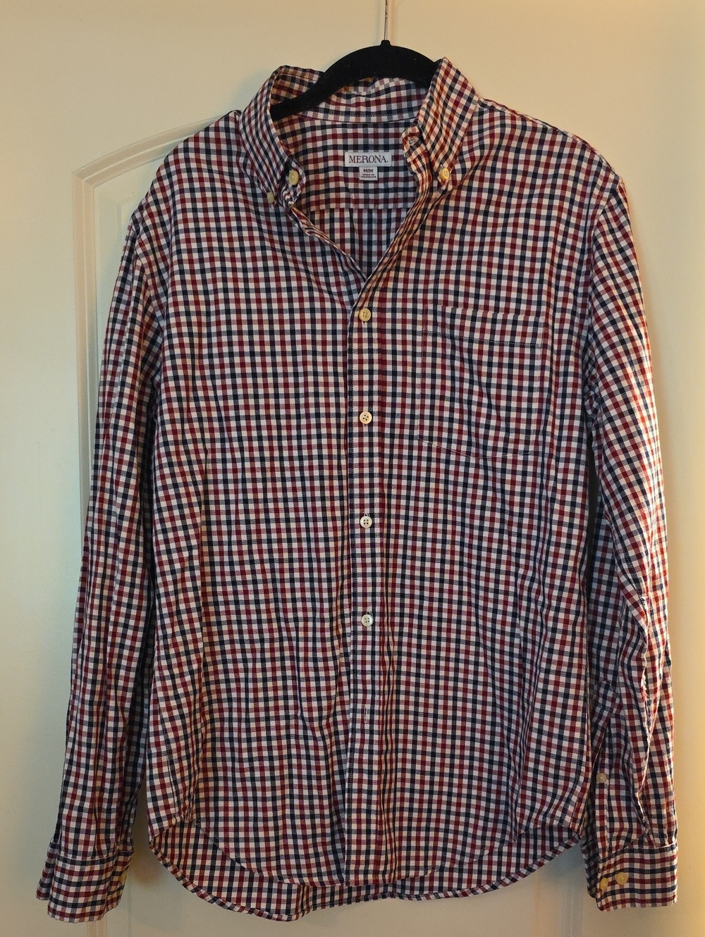 Merona Men's Red & Blue Gingham Button-Down Shirt